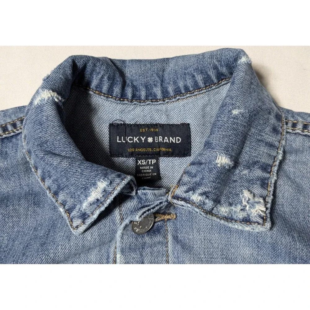 LUCKY BRAND The Tomboy Trucker Women‎ XS Distressed Denim Jean Jacket